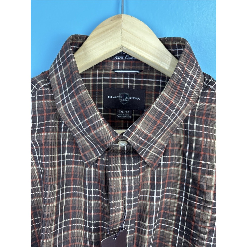 Black Brown 1826 Men's XXL Brown Plaid Button Down Shirt Old Money Preppy